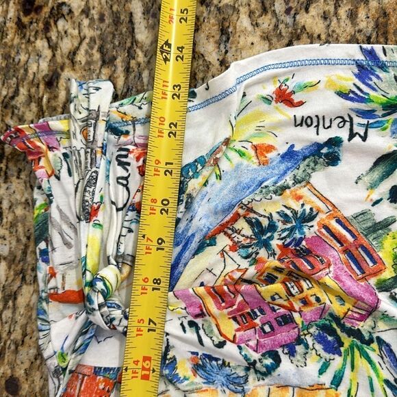 TINTA Lamia Knit V Neck French Sketch Tie Side T- Shirt Off White/Multi Size M - Picture 8 of 8